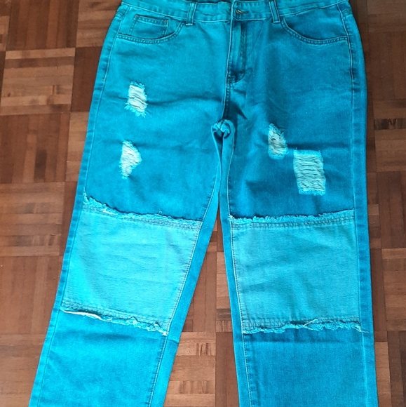 Colorblock Straight Leg Jeans - Picture 3 of 3